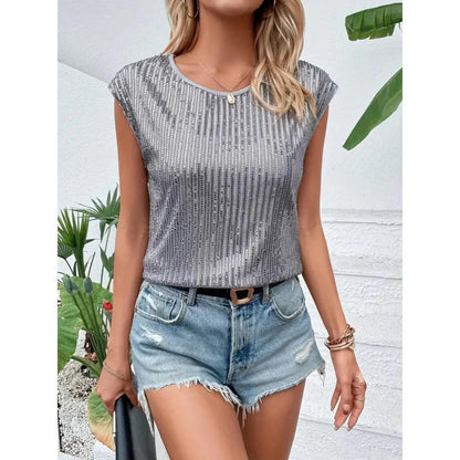 Sequin Knit Sleeveless Top | Sparkle Texture | Casual Glam Summer Layer
