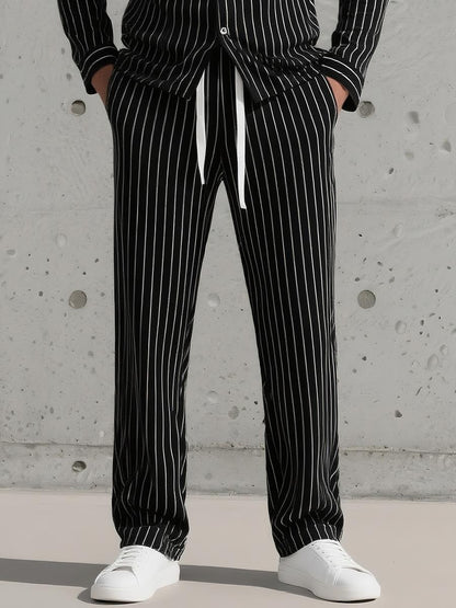 Men's Striped Lounge Set | Button-Down Pyjama Top & Pants | Lightweight Sleepwear