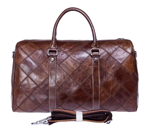 Men’s Quilted Travel Duffel Bag | Faux Leather Weekender | Adjustable Shoulder Strap