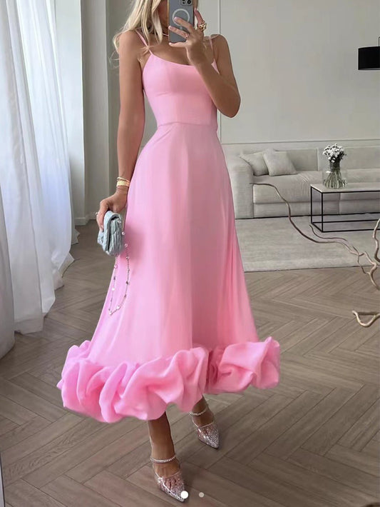 Ruffle Hem Maxi Dress | Sleeveless Fit & Flare | Elegant Evening Silhouette