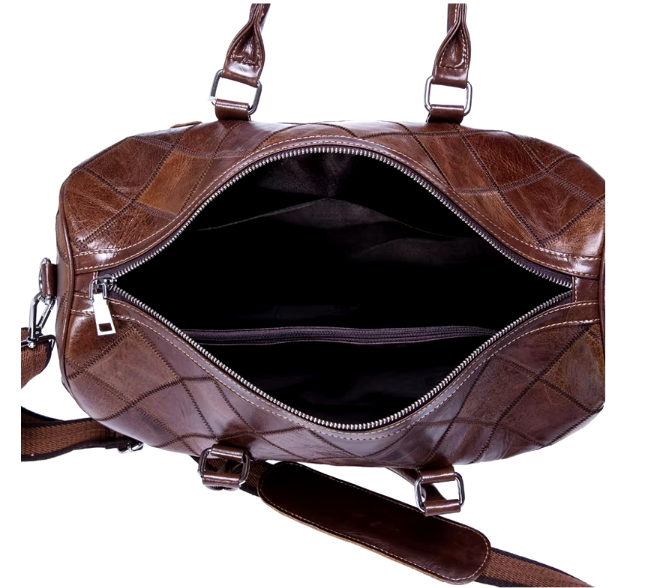 Men’s Quilted Travel Duffel Bag | Faux Leather Weekender | Adjustable Shoulder Strap