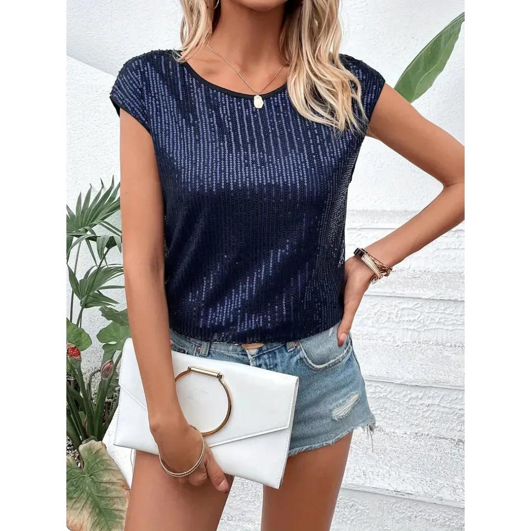 Sequin Knit Sleeveless Top | Sparkle Texture | Casual Glam Summer Layer