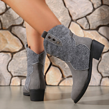 Western Ankle Boots | Faux Suede | Low Heel | Everyday Style