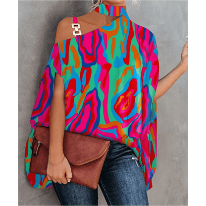 Asymmetrical Blouse | One-Shoulder | Statement Hardware Detail