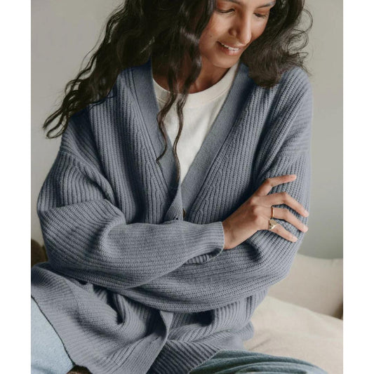 Ribbed Knit Button Cardigan | Relaxed Fit with Drop Shoulders | Soft Casual Layer