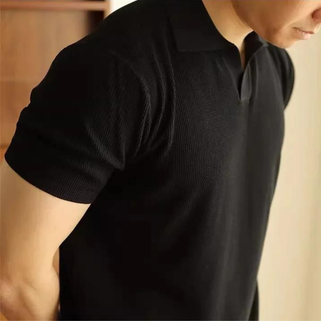 Men's Ribbed Knit Polo Shirt | Lightweight Textured Short Sleeve Top | Summer Casual Canada