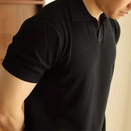 Men's Ribbed Knit Polo Shirt | Lightweight Textured Short Sleeve Top | Summer Casual Canada