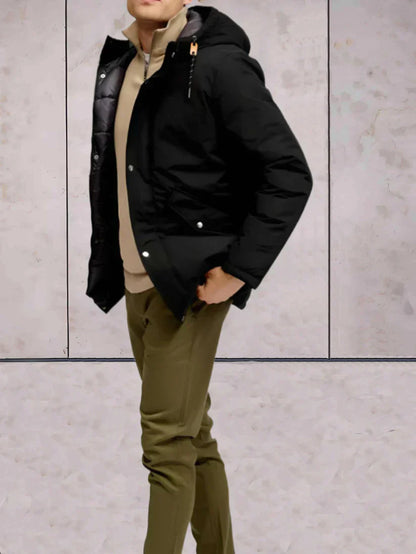 Men’s Hooded Puffer Jacket | Wind-Resistant Outer Shell | Midweight Layering Staple