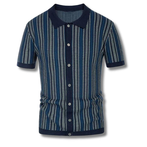 Men's Retro Knit Polo Shirt | Textured Button-Up Short Sleeve | Vintage Summer Top Canada