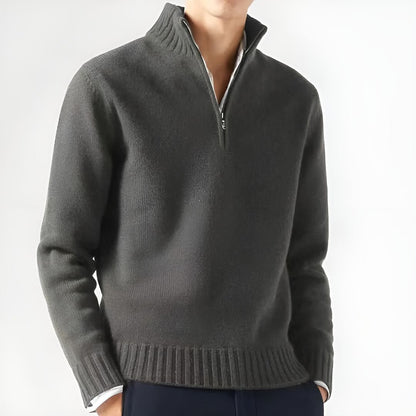 Men’s Half-Zip Sweater | Ribbed Knit Pullover | Warm Casual Layer