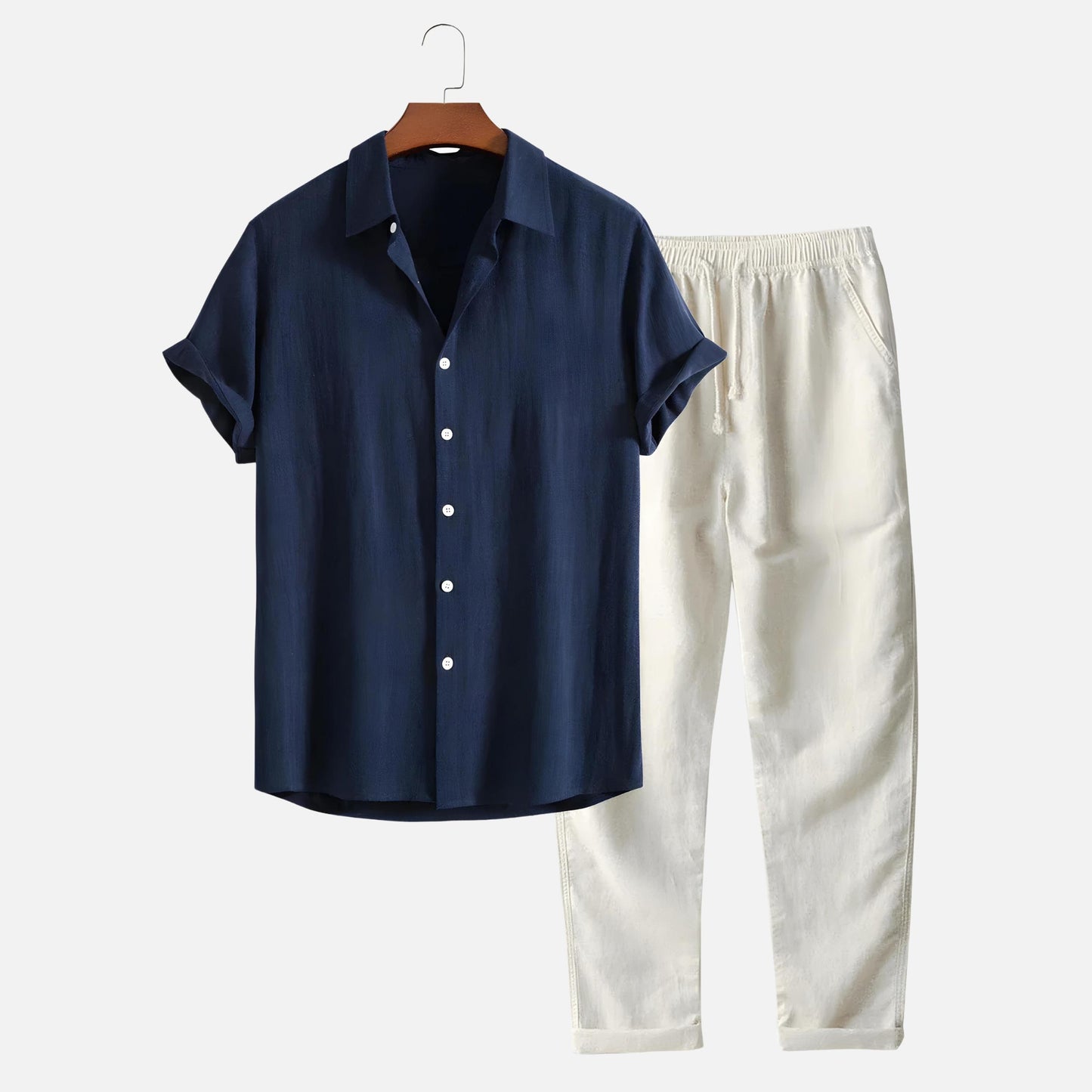 Men’s Summer Co-ord Set | Short Sleeve Shirt & Drawstring Pants