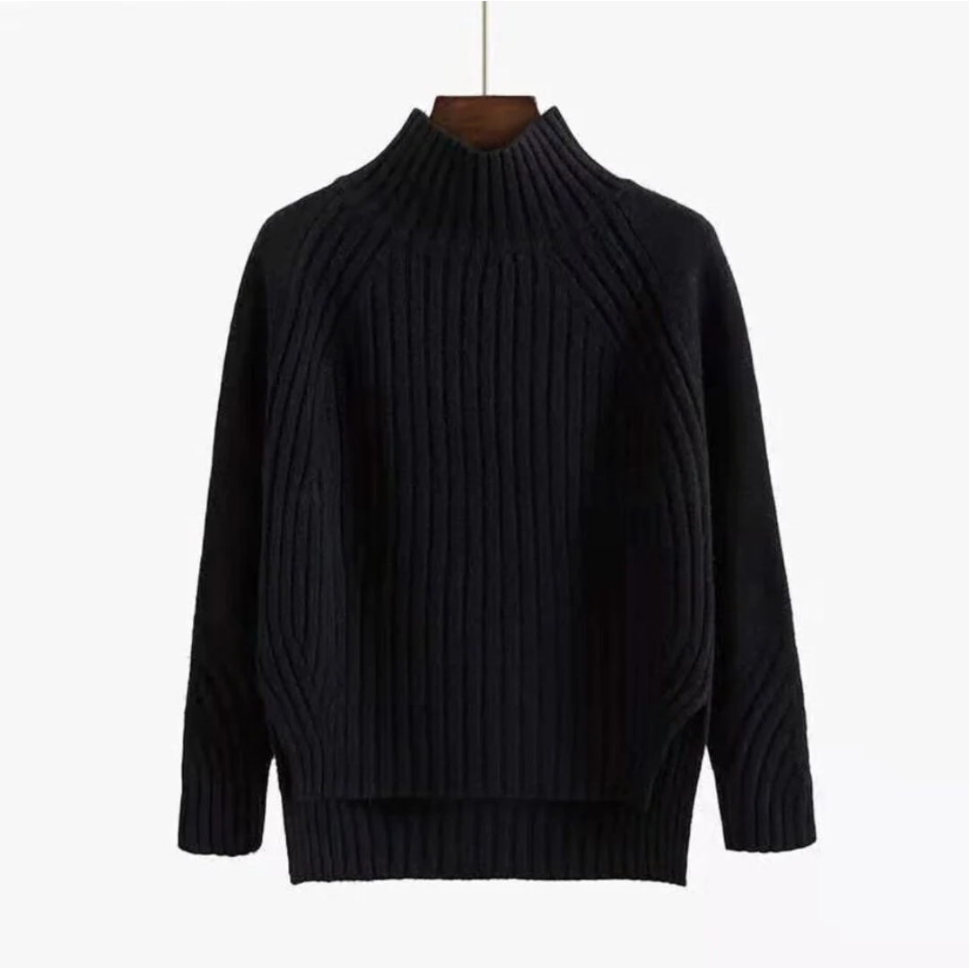Ribbed Knit Turtleneck Sweater | High-Low Hem | Cozy Fall Essential