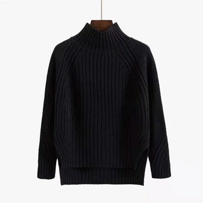 Ribbed Knit Turtleneck Sweater | High-Low Hem | Cozy Fall Essential