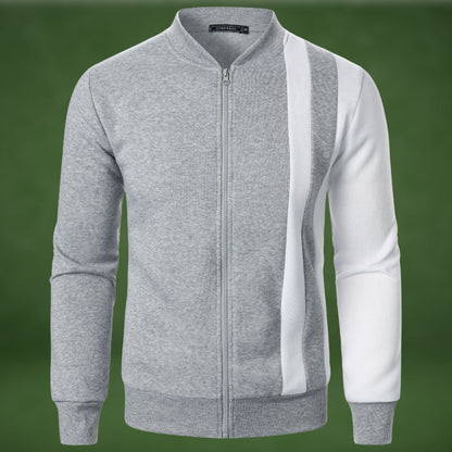 Men’s Colourblock Zip-Up Knit Jacket | Sporty Contrast Design | Lightweight Streetwear Layer