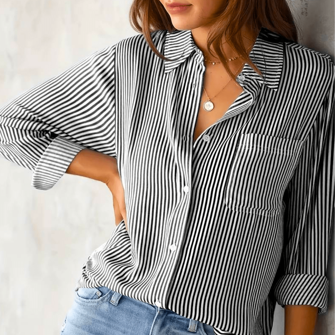 Striped Button-Up Shirt | Relaxed Fit | Lightweight Cotton Blend
