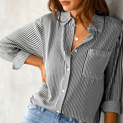 Striped Button-Up Shirt | Relaxed Fit | Lightweight Cotton Blend