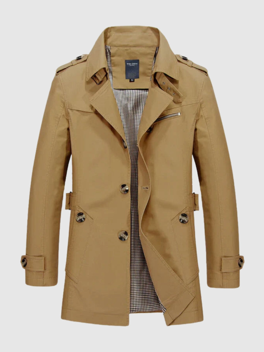 Men's Classic Trench Coat | Midweight Cotton Blend with Belt | Transitional Outerwear Canada