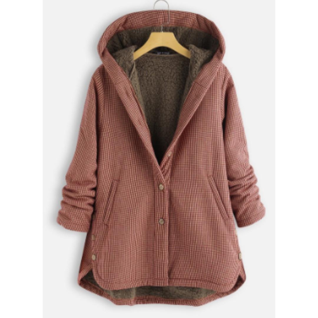 Plaid Hooded Sherpa Jacket | Fleece-Lined Snap-Front Coat | Warm Casual Outerwear Canada