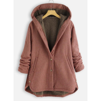 Plaid Hooded Sherpa Jacket | Fleece-Lined Snap-Front Coat | Warm Casual Outerwear Canada