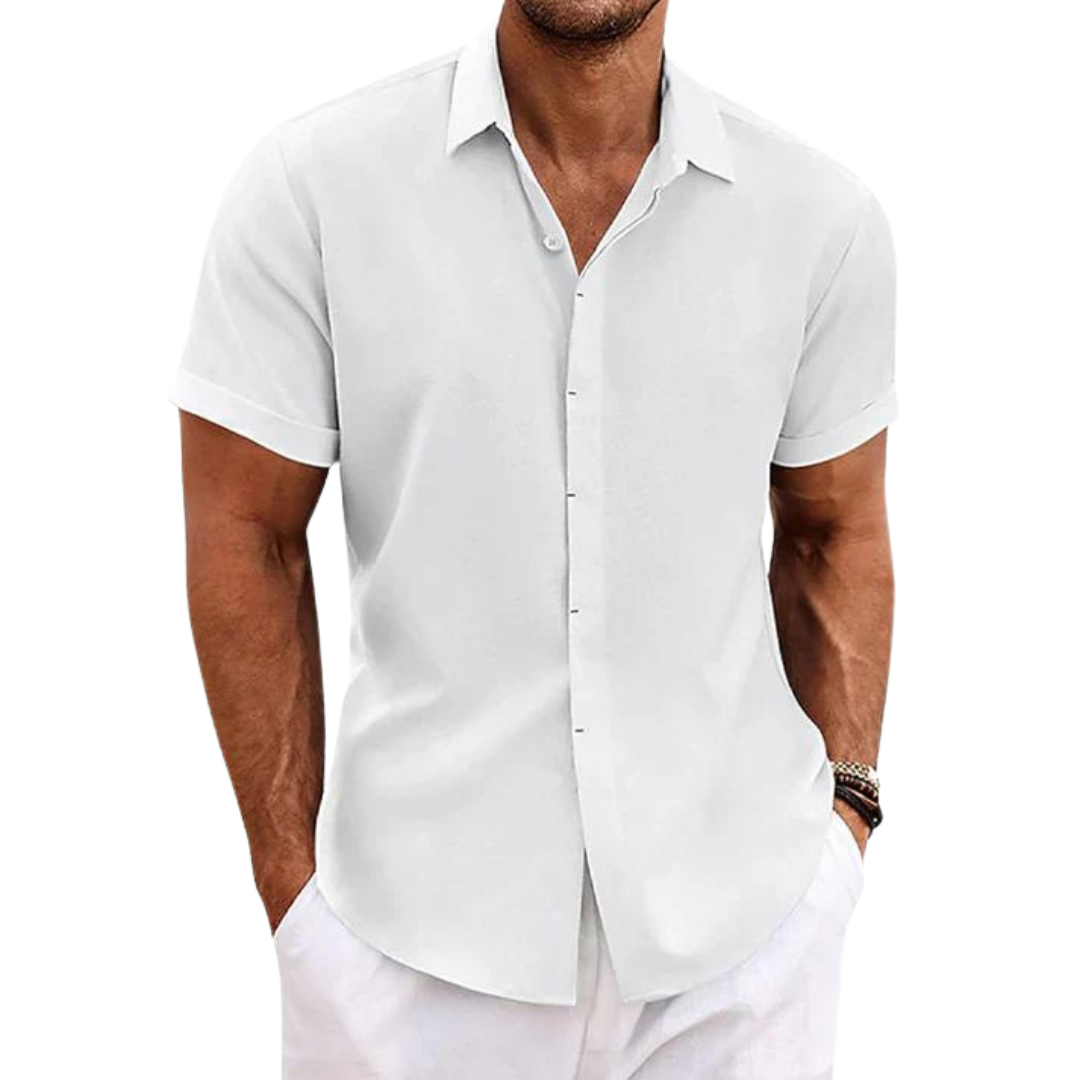 Men’s Linen Blend Short Sleeve Shirt | Breathable Summer Button-Up | Casual Canada