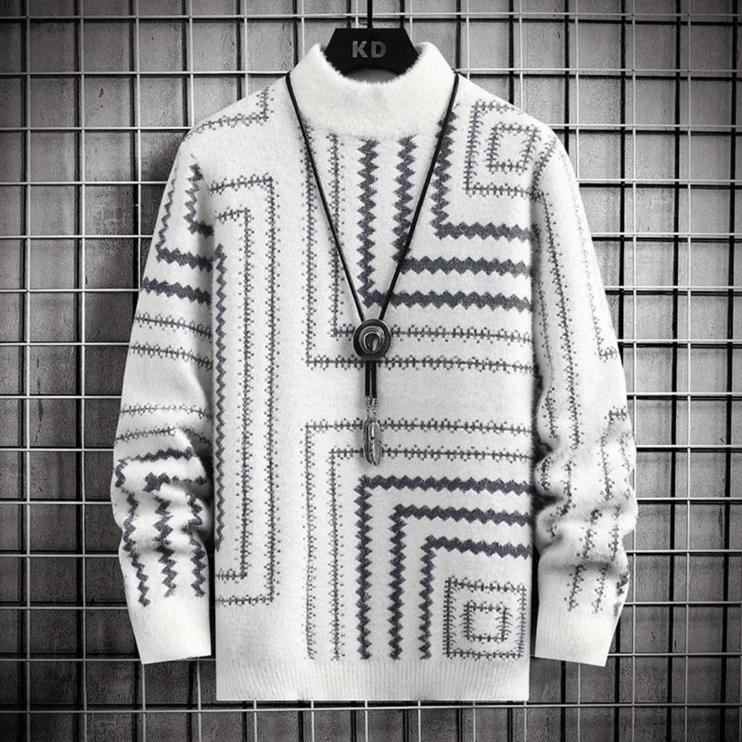 Geometric Pattern Knit Sweater | Modern Design | Warm & Stylish | Unisex