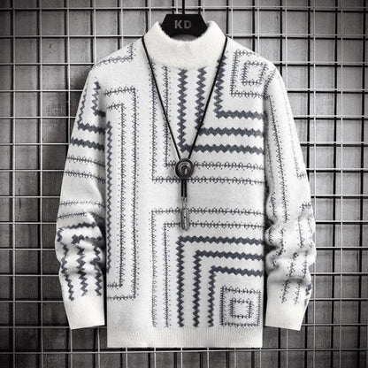 Geometric Pattern Knit Sweater | Modern Design | Warm & Stylish | Unisex