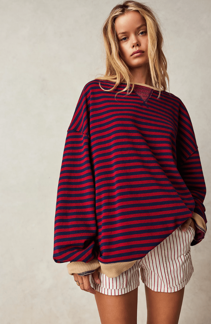 Striped Oversized Sweatshirt | Drop Shoulder | Casual Comfort