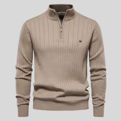 Men’s Quarter-Zip Knit Sweater | Ribbed Pullover | Smart Casual Layer