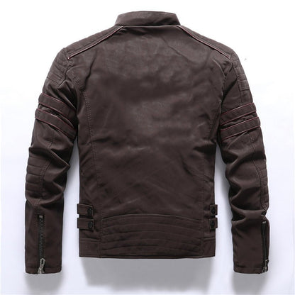 Men's Biker-Style Faux Leather Jacket | Slim Fit | Moto-Inspired Design