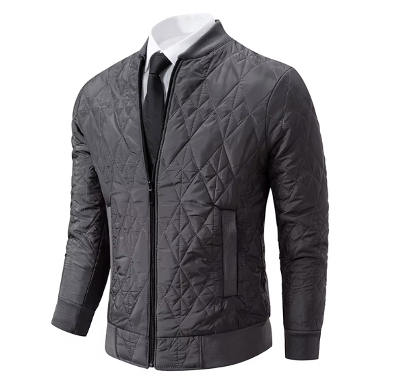 Men’s Diamond Quilted Jacket | Lightweight Bomber Fit | Transitional Zip-Up Outerwear