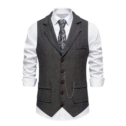 Men’s Tweed Vest | Herringbone Waistcoat | Classic Formal Layer