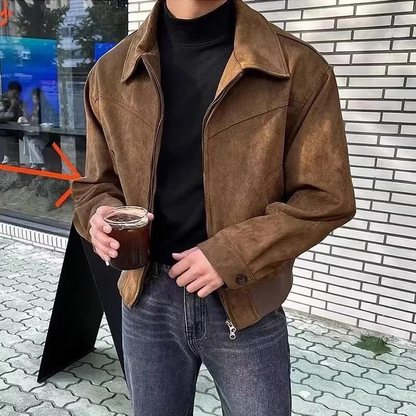 Men’s Faux Leather Overshirt Jacket | Button-Up | Casual Layering