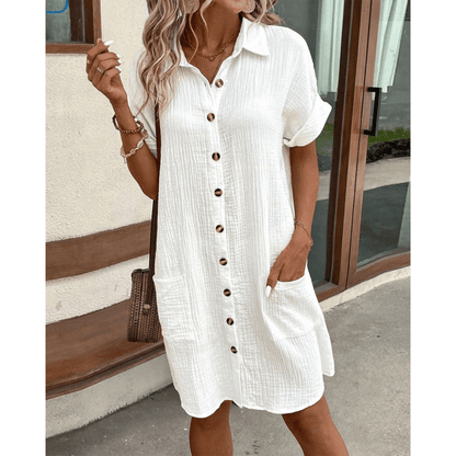 Button-Up Shirt Dress | Gauze Cotton | Relaxed Summer Fit