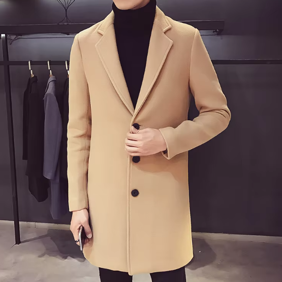 Men’s Wool-Blend Overcoat | Single-Breasted Classic Fit | Midweight Fall Jacket