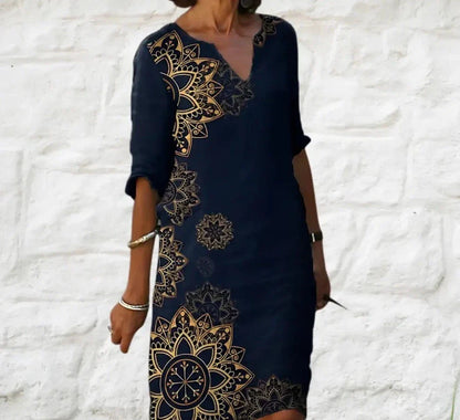 Floral & Butterfly Print Midi Dress | V-Neck | Lightweight Boho Style