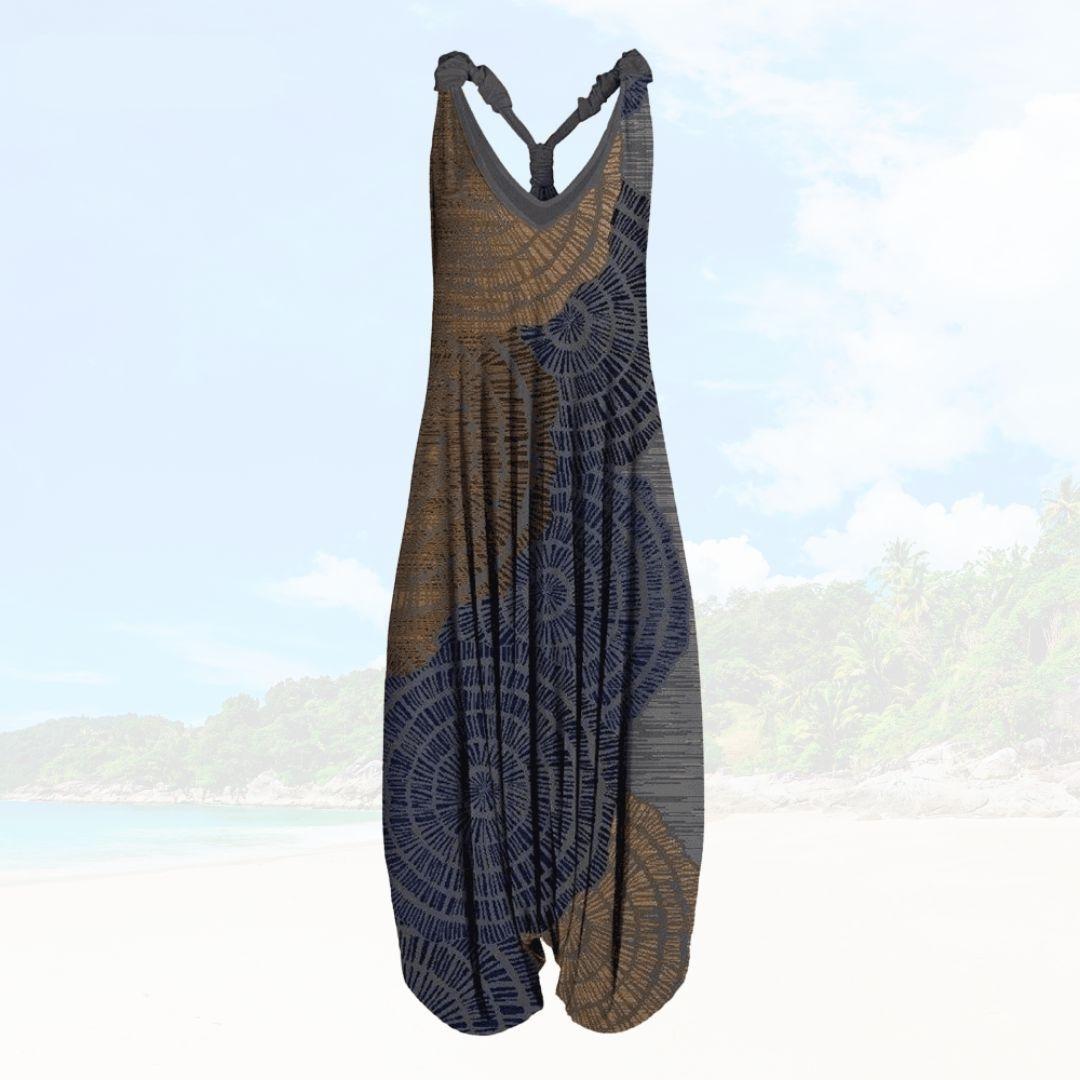Boho Harem Jumpsuit | Sleeveless V-Neck | Relaxed Fit with Bold Prints