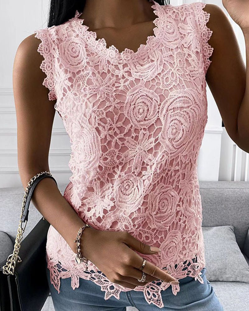 Sleeveless Crochet Lace Top | Scalloped Edges | Elegant Summer Layer