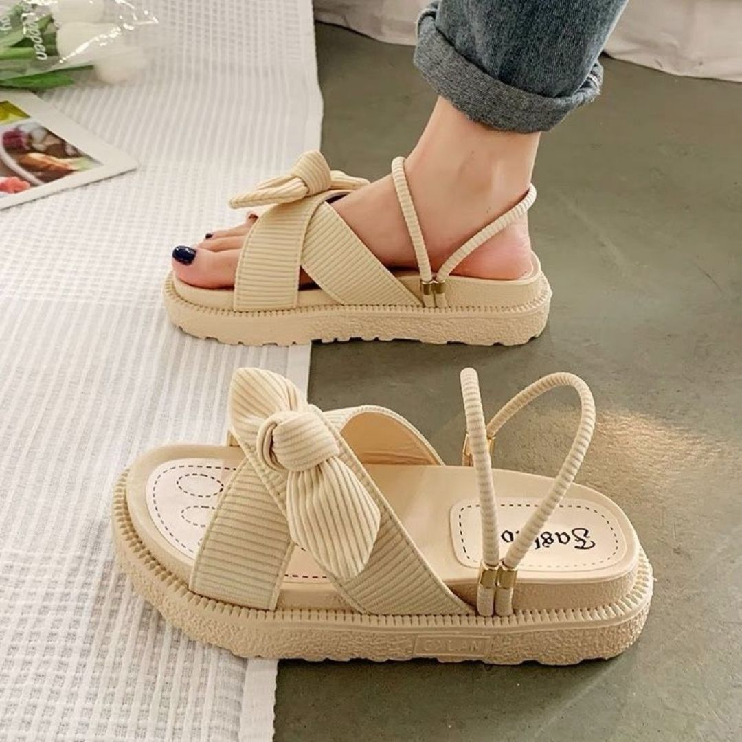 Knotted Platform Slide Sandals | Stretch Strap Summer Slip-Ons | Casual Comfort Footwear Canada