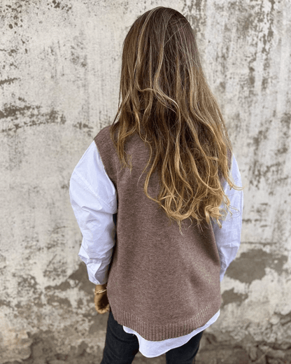Knit Sweater Vest | Deep V-Neck Sleeveless Pullover for Layering