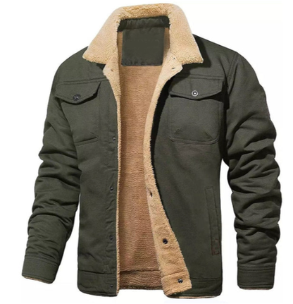 Men’s Sherpa-Lined Denim Jacket | Corduroy Collar | Midweight Fall Outerwear