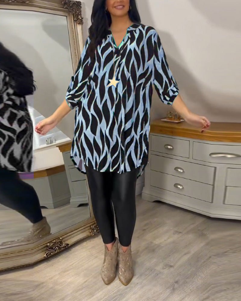 Women's Tunic Top | Oversized Fit with Abstract Print | Lightweight Longline Blouse