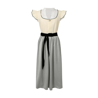 Elegant Dirndl-Inspired Dress | Contrast Skirt & Velvet Bow | Fit & Flare