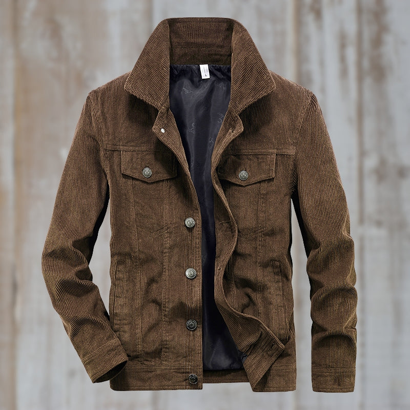 Men’s Corduroy Trucker Jacket | Button-Up with Flap Pockets | Midweight Fall Layer