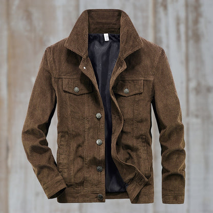 Men’s Corduroy Trucker Jacket | Button-Up with Flap Pockets | Midweight Fall Layer