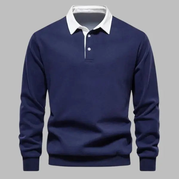 Men's Polo Collar Sweatshirt | Soft Knit Blend | Casual Smart-Layer
