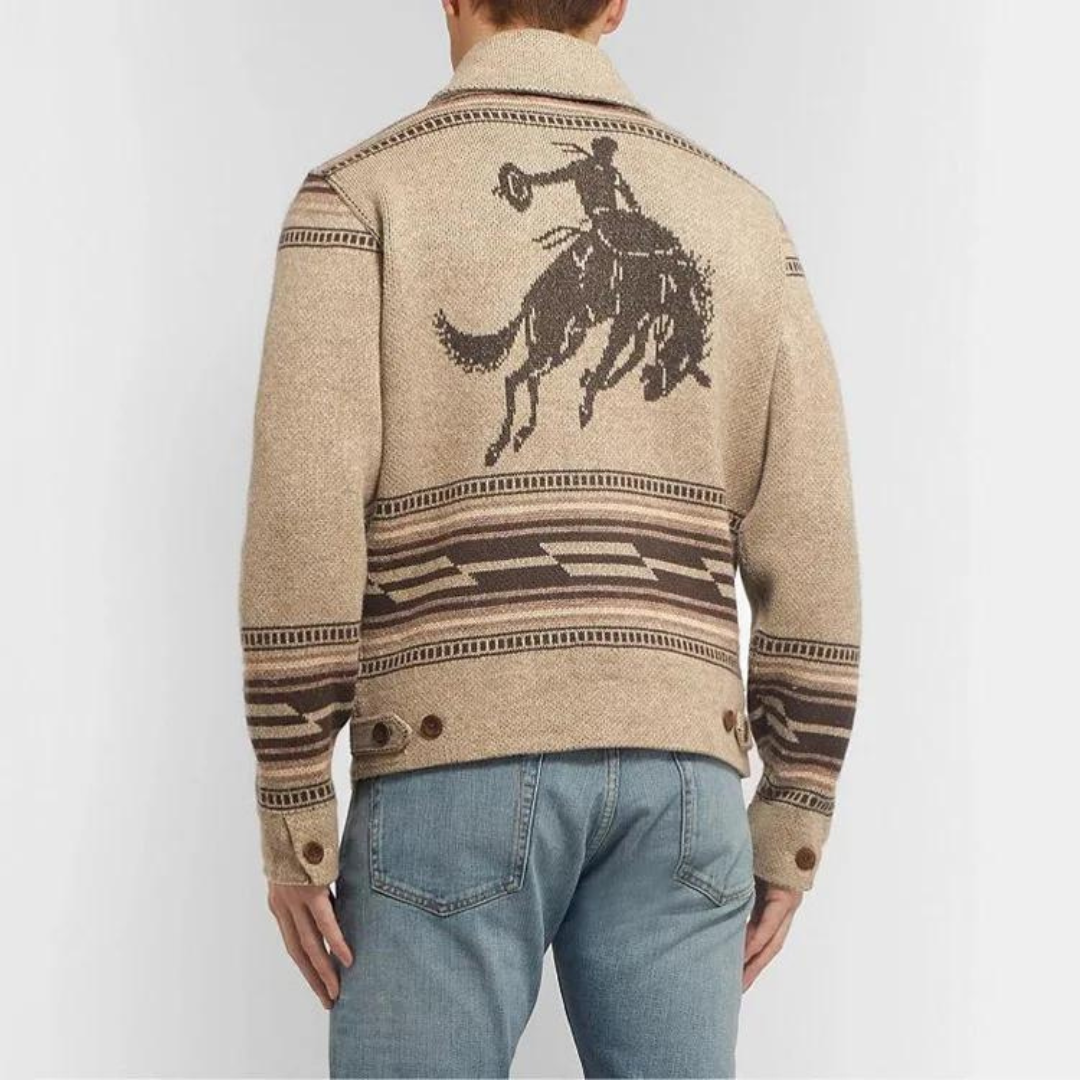 Men’s Western Knit Jacket | Shawl Collar | Button-Up | Heritage Style