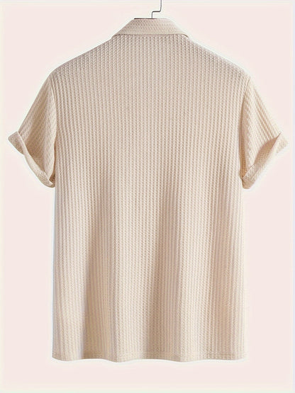 Men's Knit Polo Shirt | Textured Short Sleeve Top | Lightweight Summer Casualwear