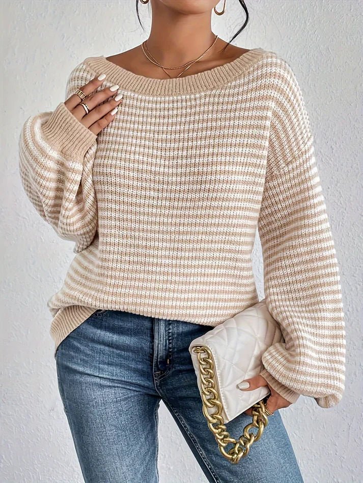Striped Loose Knit Sweater | Soft Acrylic Blend | Relaxed and Stylish