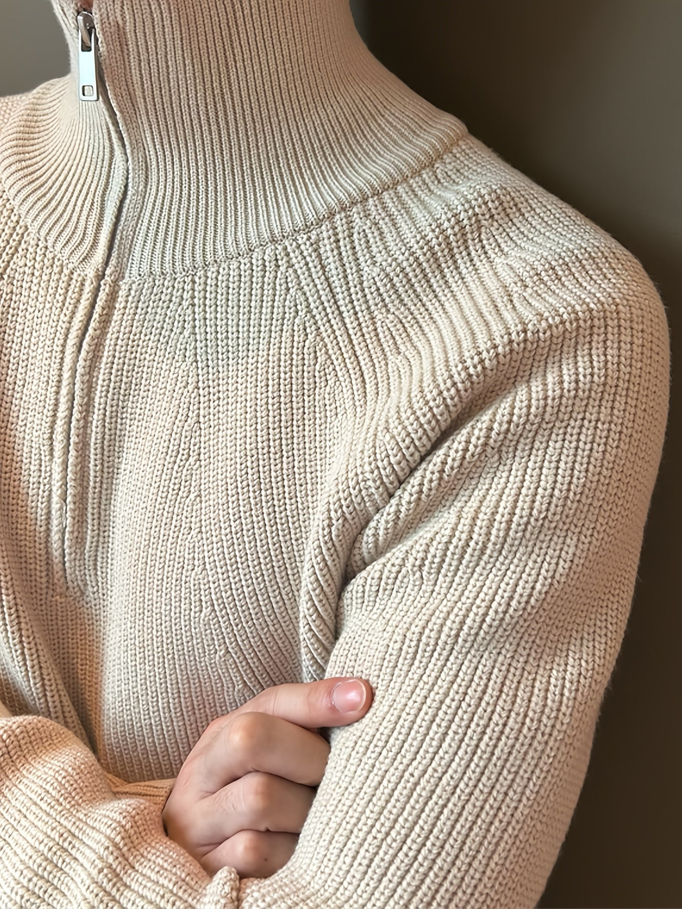 Men’s Waffle Knit Quarter-Zip Pullover | Textured Midweight Sweater | Casual Fall Layer