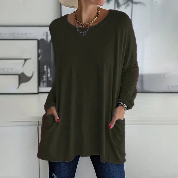 Relaxed Fit Tunic Top | Lightweight Knit | Side Pockets